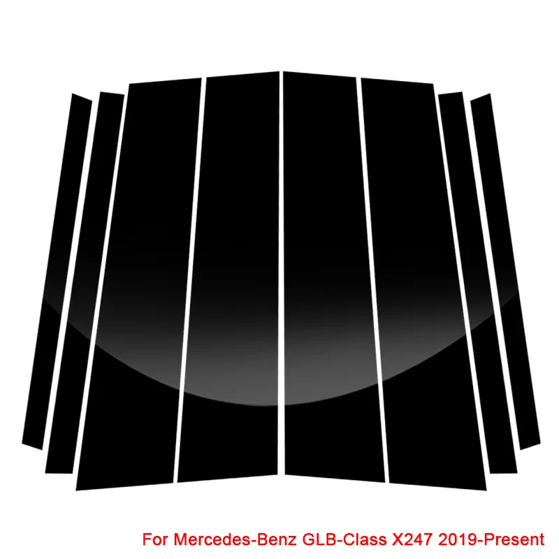 6st CAR Window Center Piller Sticker PVC Trim Anti-Scratch Film för Mercedes-Benz A GLB Class X247 W177 2019-Present Accessory