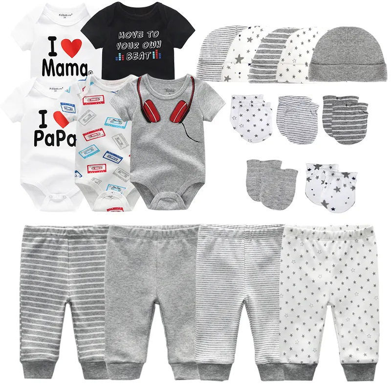 06 maanden geboren set Baby boy boy kleren pak jumpsuitsSpantshatgloves baby meisje geboorte -outfit ropa onsies sets zomer 220608