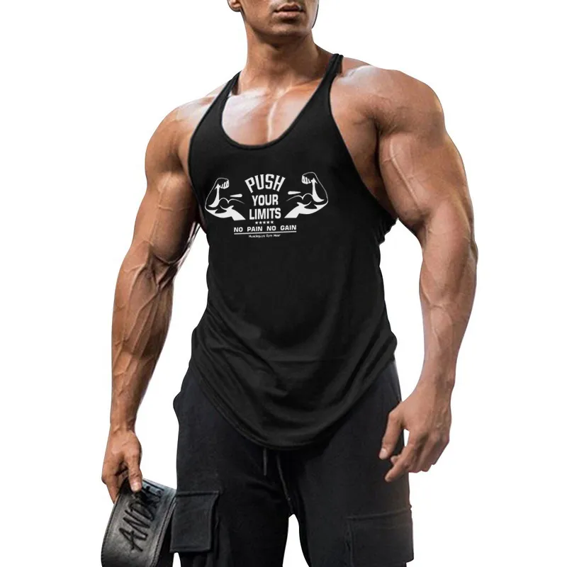 Gym Tank Top Men Fitness Clothing Cotton Bodybuilding Stringer Singlets för manlig ärmlös Västskjorta Muskelträning Tankop 220621