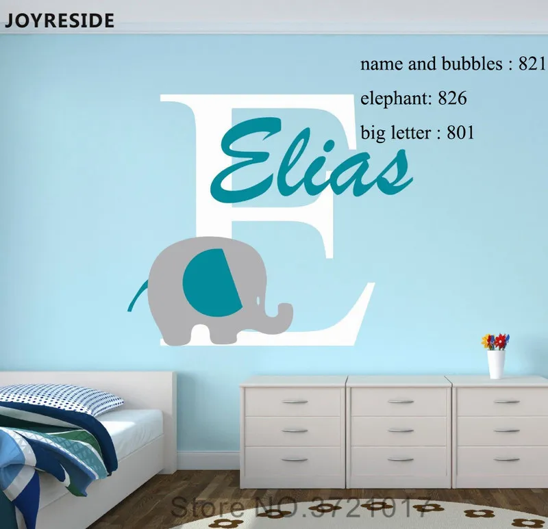 Benutzerdefinierte personalisierte Namen Aufkleber Wandtattoos Baby Schlafzimmer Elefant Vinyl Deorl Kind Jungen Mädchen Zimmer Name Kinderzimmer Dekoration XY001 220510