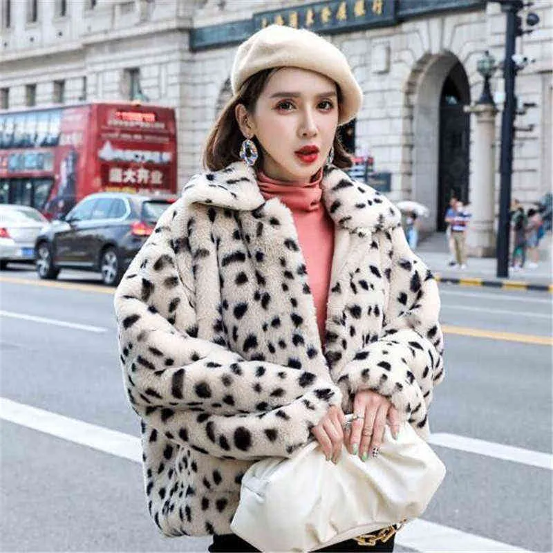 ZXRYXGS 2022 New Autumn Winter Clothing Leopard Print Faux Fur Coat Elegance Fashion Jacket Short Loose Young Women's Coat T220716