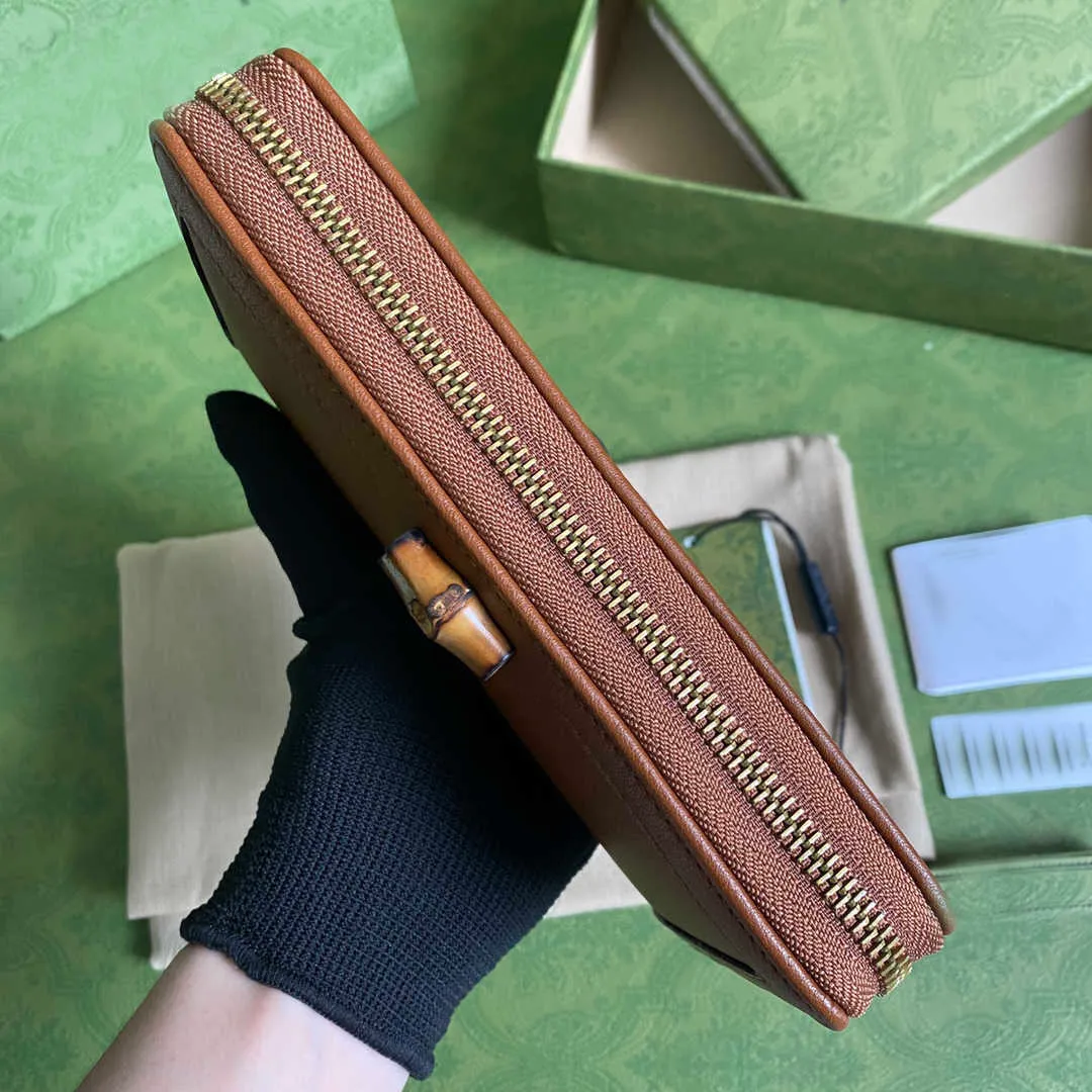 Projektantka najwyższej jakości Diana Bamboo zippy portfel oryginalna skórzana torba na kartę kredytową moda czarna różowa dama długa pures317J