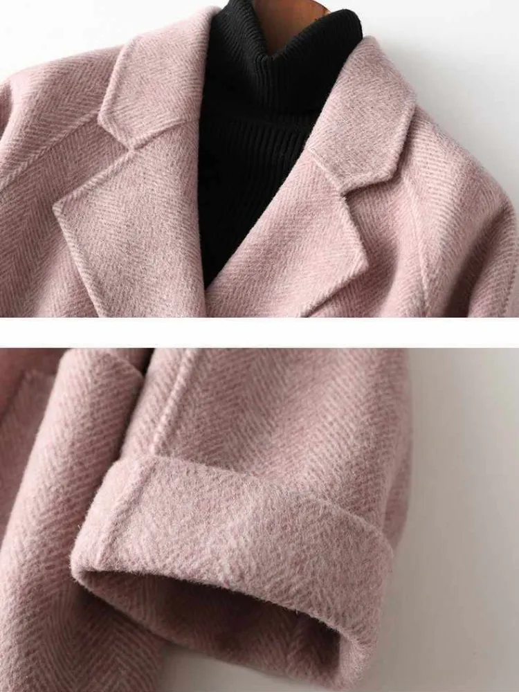 Women's Wool Blends Manteaux d'hiver pour femmes mode mélanges de laine pardessus femme élégant solide épais manteau Double boutonnage longues vestes pour les femmes 220826