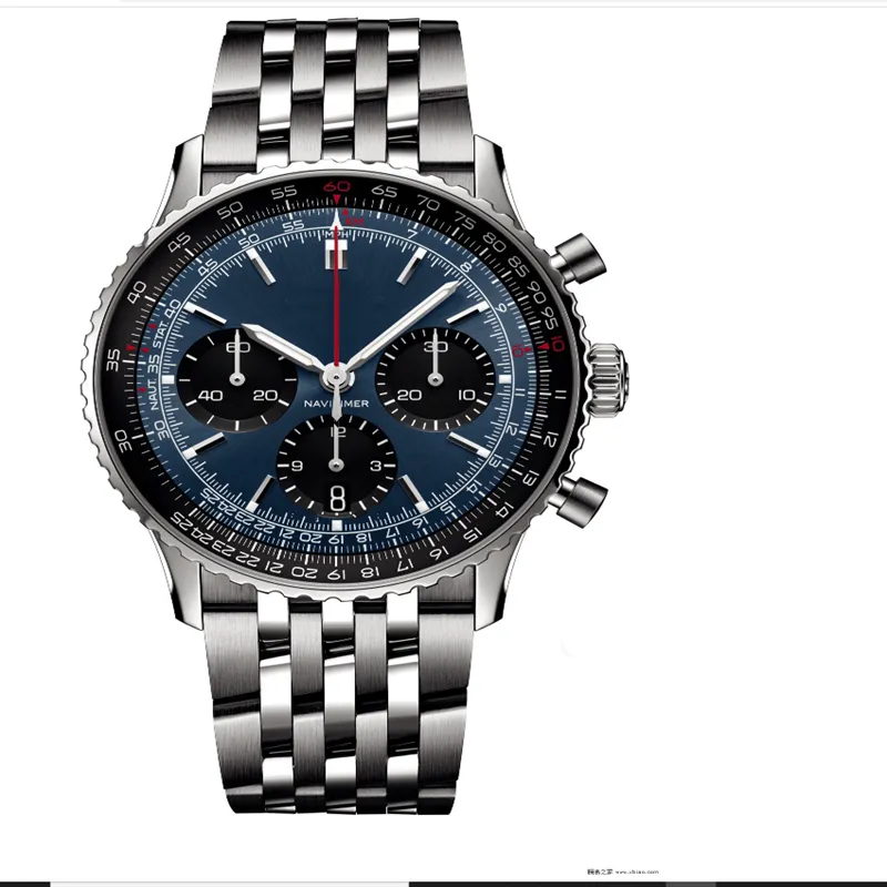 Nacitimer B01 mode affaires chronographe 47MM cadran Panda oeil ceinture hommes Quartz montre-bracelet montres 2760