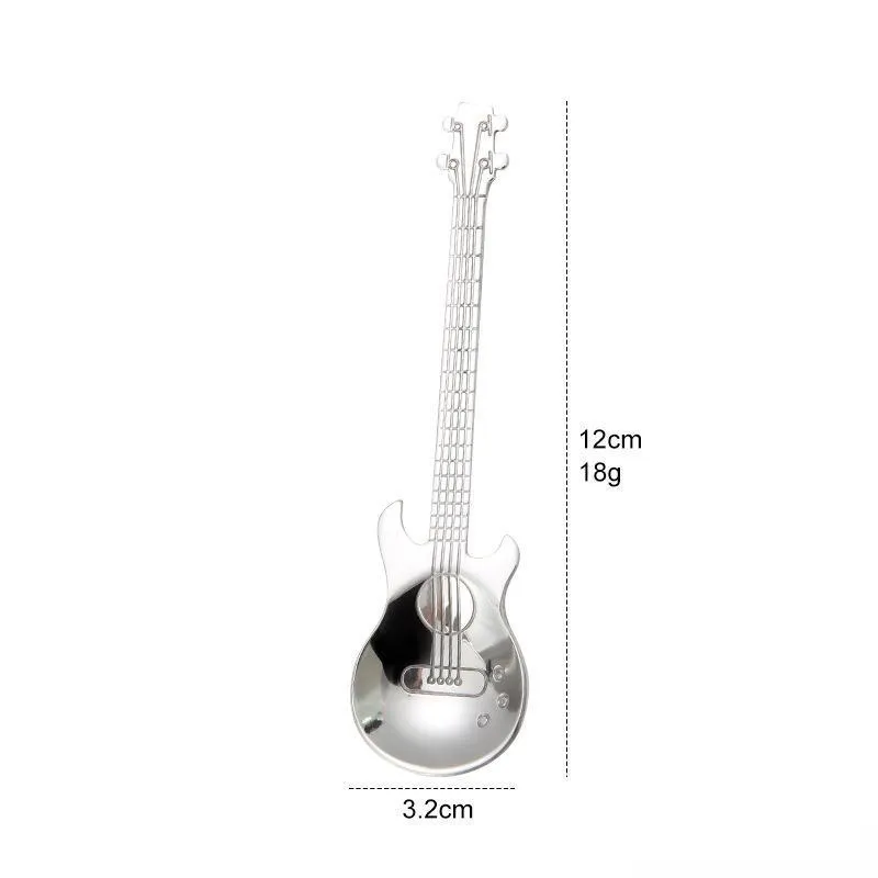 UPS Home 304 stainless steel coffee spoon creative guitar spoon stirring spoons titanium ice bar music Dessert