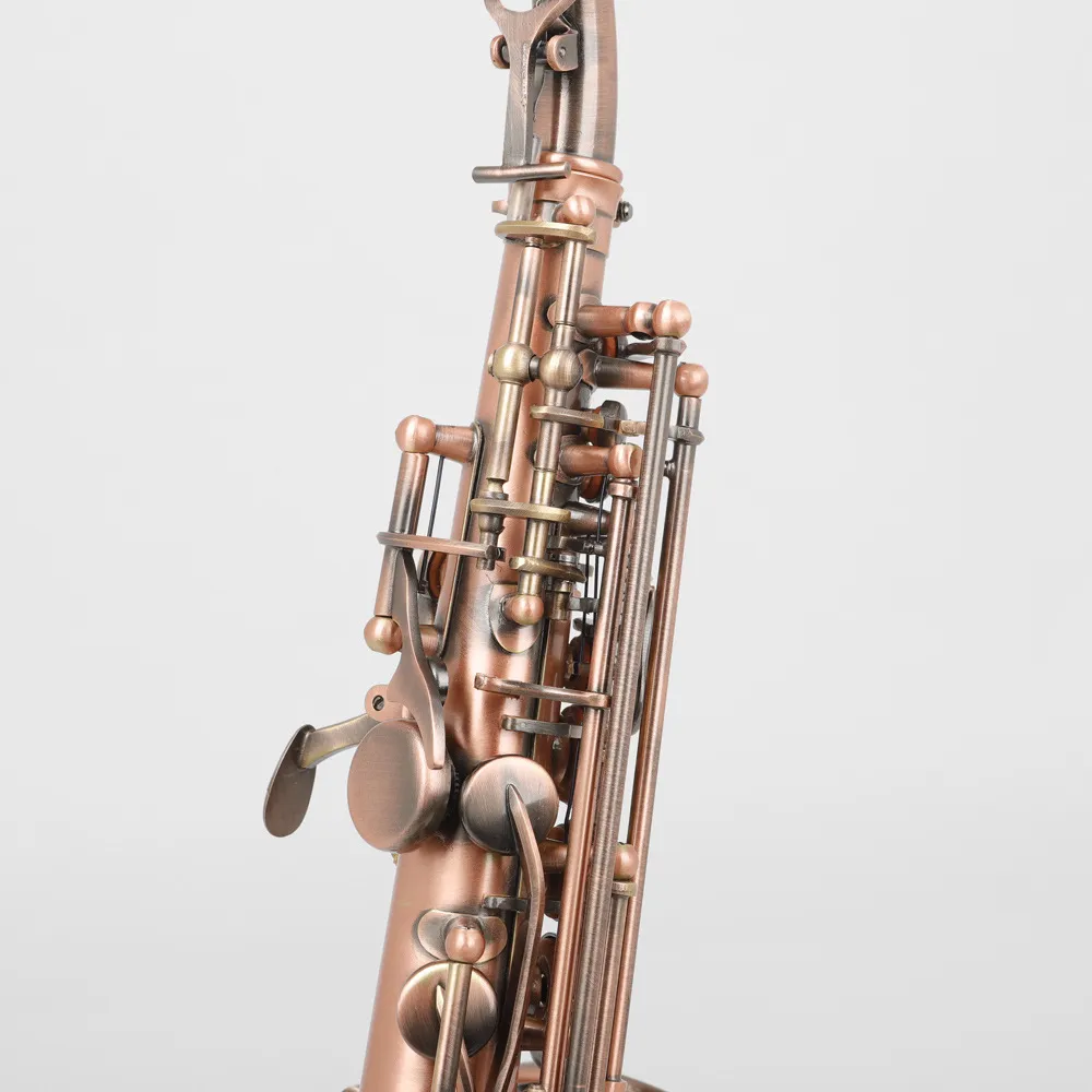Retro-flat professionnel professionnel soprano saxophone antique en cuivre brossé matériel professionnel de qualité sax