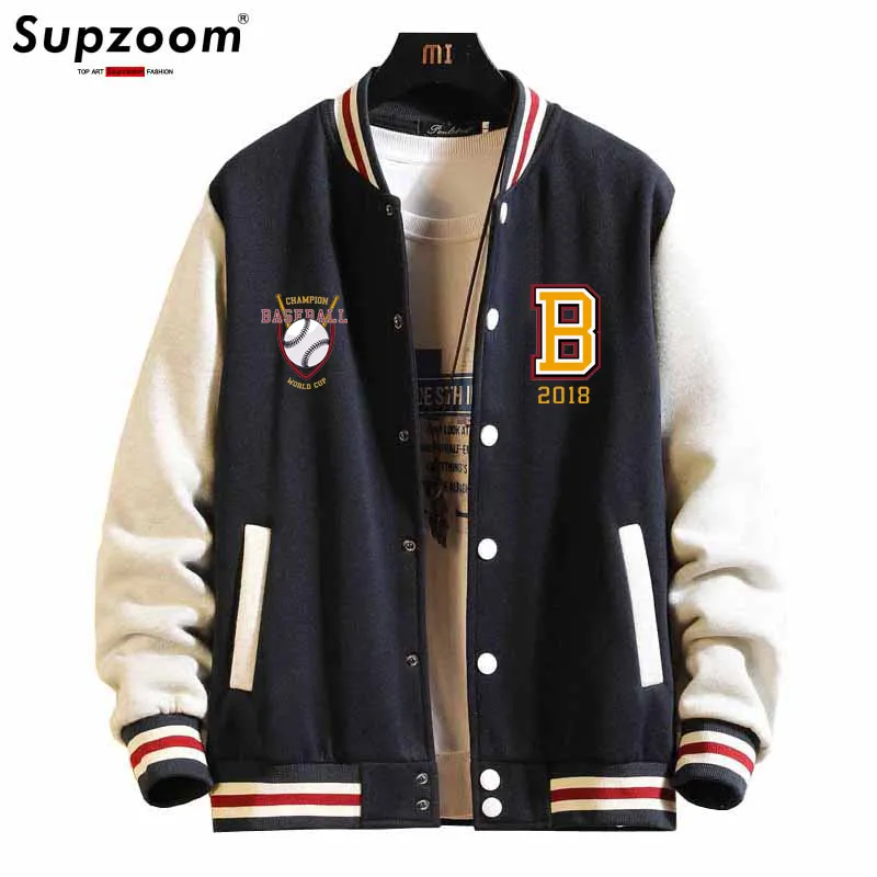 Supzoom Arrivée Lettre Imprimer Coton Top Mode Simple Poitrine Casual Bomber Baseball Veste Lâche Cardigan Manteau 220816