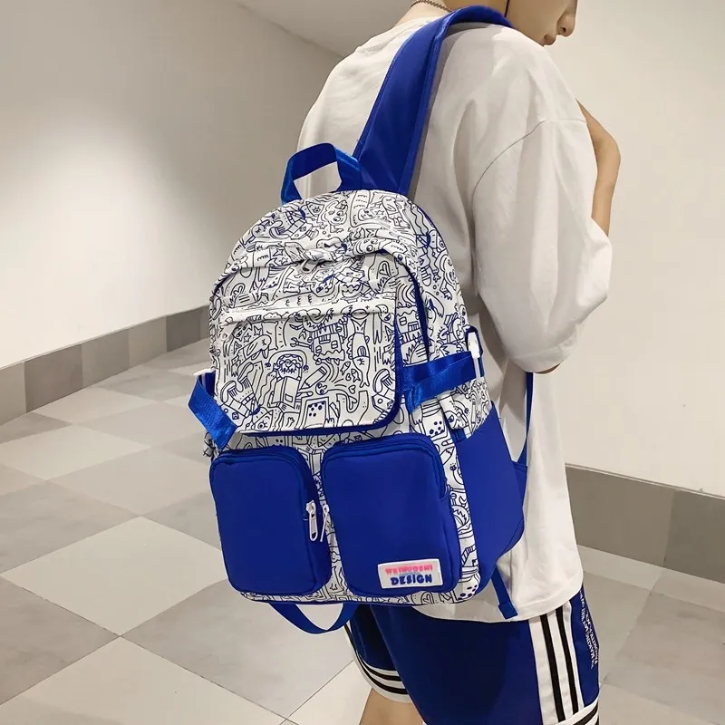 Граффити женщин рюкзак с несколькими карманами школьная сумка для подростков мальчиков с большими возможностями
