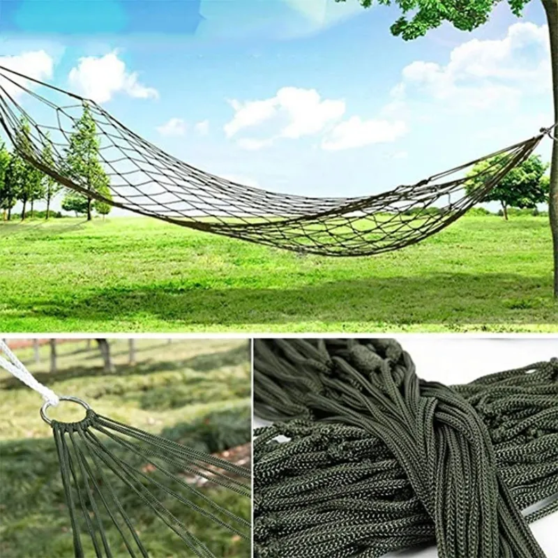 Portable Outdoor Sport Hammock Outdoor Camping Hammock Mesh Net for Garden Beach Yard Travel Garden Swing Hanging Bed