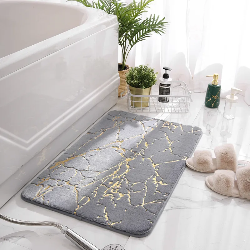 Bath Mats NonSlip in Faux Fur Rabbit Absorbent Shower room Carpets Soft Tolite Floor Rug WC Home Decor 220924
