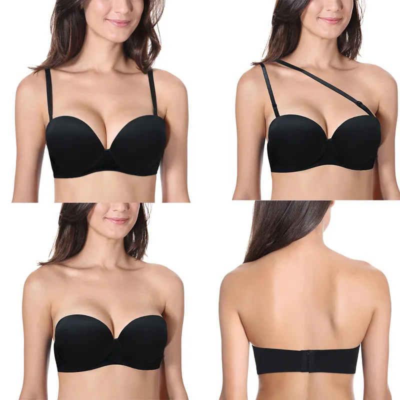 Mode Bruiloft Multiway-ondergoed Voeg 2 Cup-ondersteuning toe Gewatteerde push-up bh Strapless bh's Ondergoed Maat 32 34 36 38 40 Abcd Top 220519