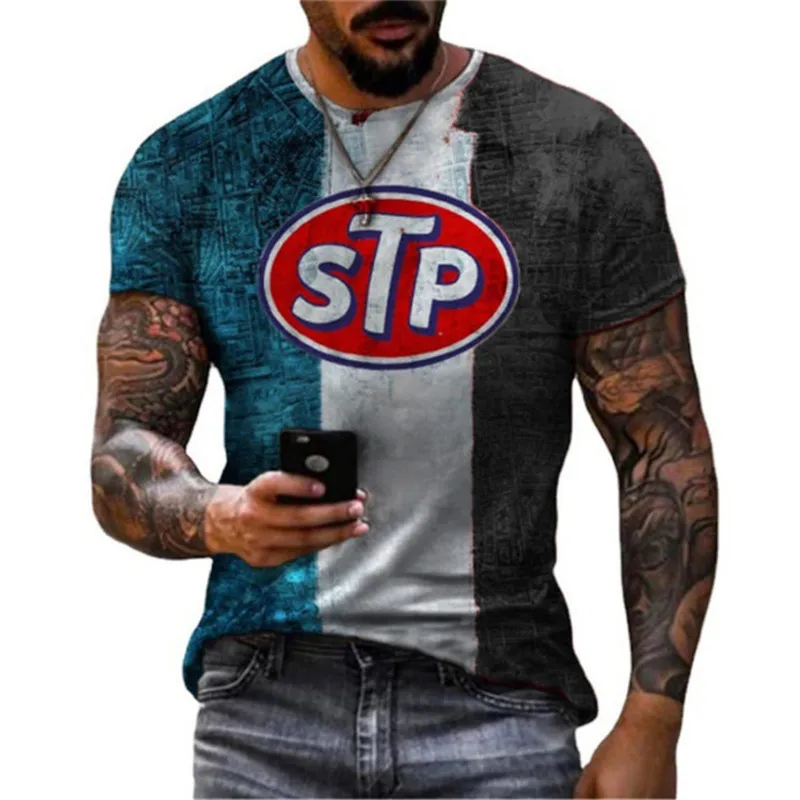 Verano Retro STP 3D impreso camisetas de secado rápido cuello redondo manga corta de gran tamaño de moda camisetas de gran tamaño para hombres ropa 220607