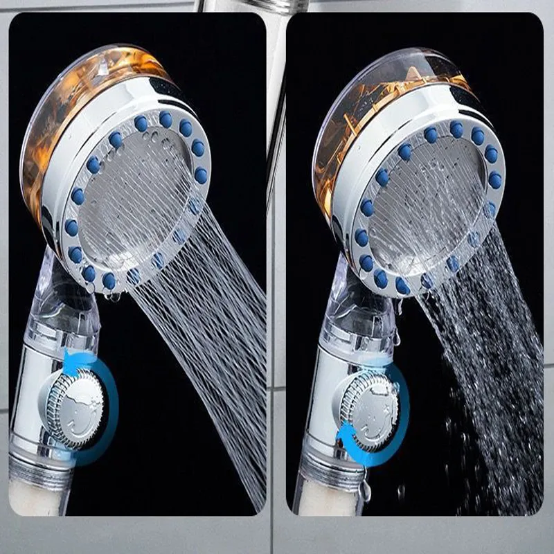 Pressurized Nozzle Turbo Shower Head OneKey Stop Water Saving High Pressure Shower Head Magic Water Line Bathroom Accessor 220525