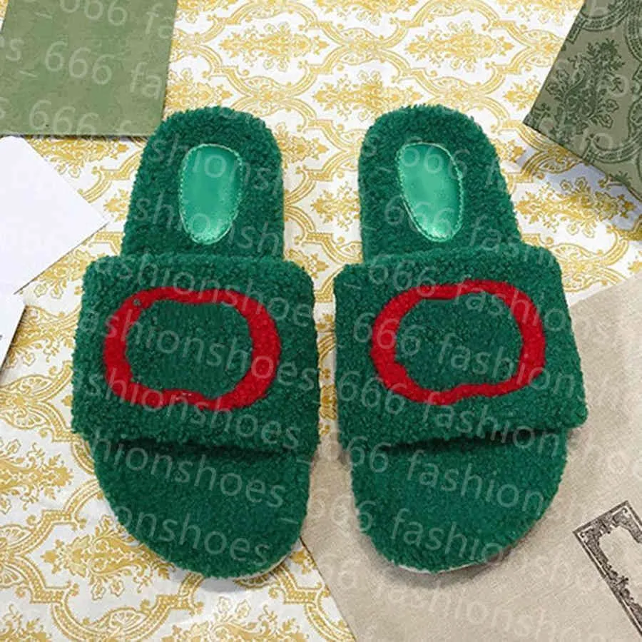 2022 Luxo Slide Designer Moda Feminina Sandálias de Lã Quente Conforto Chinelos Mulher Chinelo Sapatos Outono Inverno Slides Scuffs Sandália Tamanho 35-40 28 cores