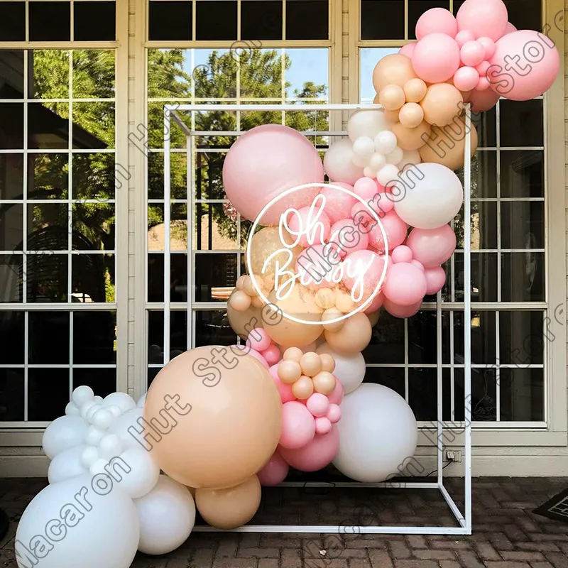 Macaron Rose Mariage 1 Anniversaire Fête Arche Toile De Fond Baby Shower DIY Doré Bienvenue Décoration Événement Ballon Guirlande Kits 220524