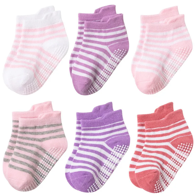 0 to 5 Years Anti-slip Non Skid Ankle Socks With Grips For Baby Toddler Kids Boys Girls All Seasons Cotton Socks 220514