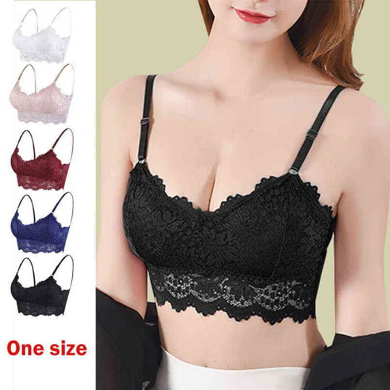 Floral Bralette Rembourré Push Up Dentelle Soutiens-gorge Pour Femmes Sexy Lingerie Corset Camis Sous-Vêtements Sans Fil Sheer Bra Crop Tops brasserie L220726