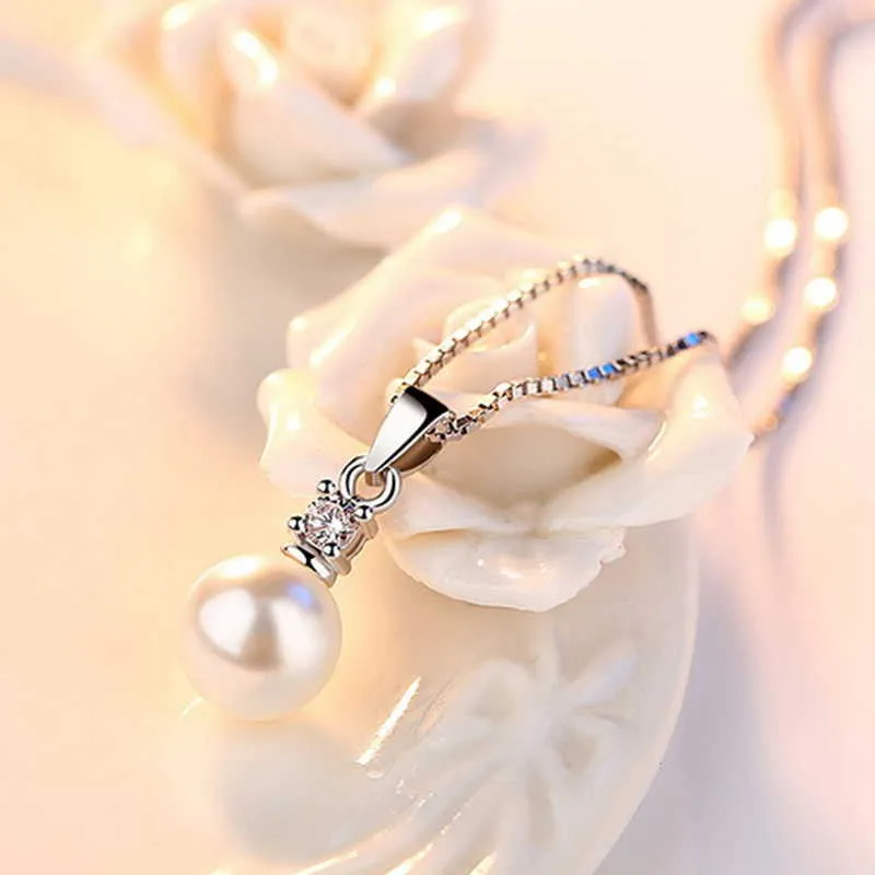 Collar gargantilla elegante mujer perla colgante Color plata clavícula cadena cobre nupcial boda linda chica joyería regalo