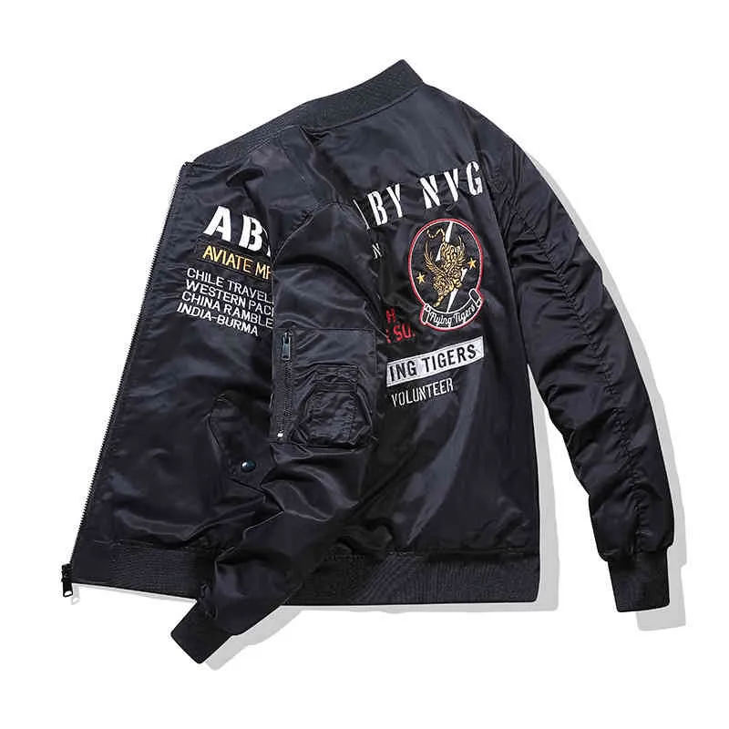 Men's Jacket Autumn and Winter Air Force Pilot Embroidery Baseball Uniform Plus Velvet Thick Loose