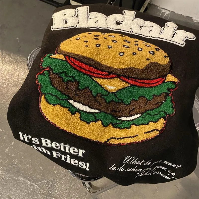 アメリカンレトロバーガー刺繍野球ユニフォームジャケット男性と女性トレンディブランドハイストリートルーズワイルドカップルシックトップ220816