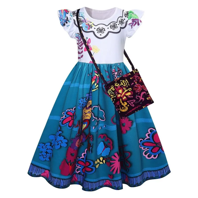 Filles Encanto Charme Robes Carnaval D'été Enfants Princesse Mirabel Robe Fête D'anniversaire Jeu De Rôle Costume Enfants Robes De Bal 220521