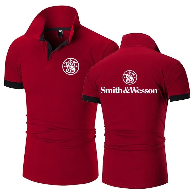 Verão vendendo Smith Wesson Imprimir Custom Made Homens Manga Curta Camiseta Casual Moda Homem Polo Camisa T-shirt Tops 220620