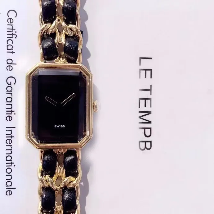 Drop Women Watches 16MM dial Gold Black Chain Quartz Lady Watch elegant wristwatch montre de luxe264S