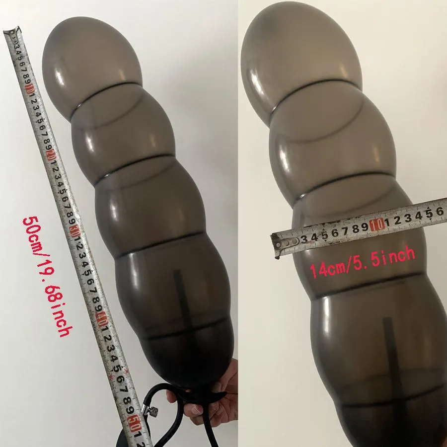 Genişleme çapı 14 cm şişme yapay penis anal plug ile 5 boncuk dahili silikon sütun büyük popo eşek dilatör seksi oyuncak