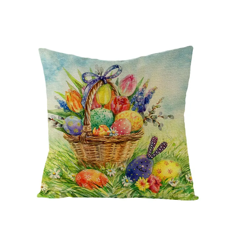 Pillow Case Easter Party DIY Decor Pillow Covers Eggs Bunny Printed Cushion Cover Kids Gift Home Decoration Linen Case 45X45cm 220623