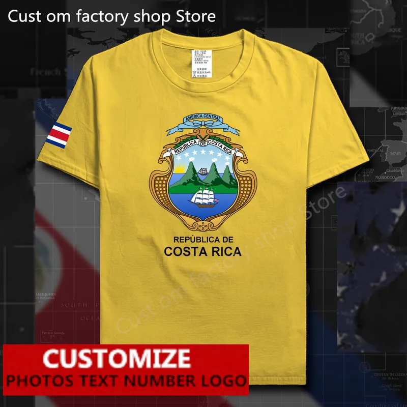 Costa Rica Flagge T-Shirt Free Custom Jersey Fans DIY Name Nummer 100 Baumwolle T-Shirts Männer Frauen Lose Casual CRI T-Shirt 220616