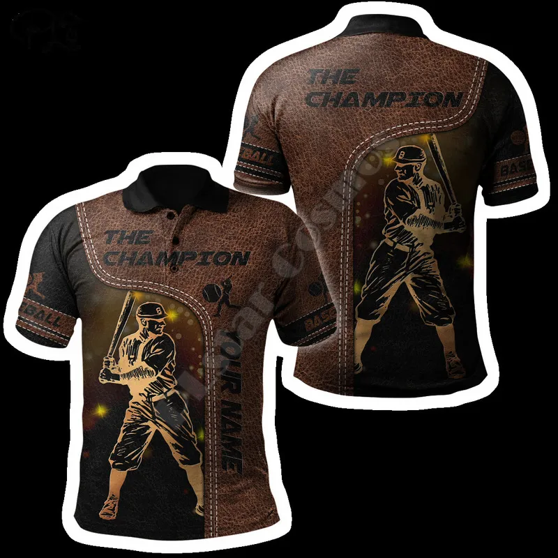 PLstar Cosmos Sportsman Nom personnalisé Baseball Cosplay Athlète 3DPrint Hommes Femmes Polos d'été Streetwear Manches courtes A1 220706