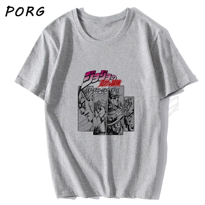 Jojos Bizarre Adventure Vintage Men Manga футболка Harajuku Streetwear Cotton Camisetas Hombre Men Vaporwave Япония Аниме Рубашка 220504