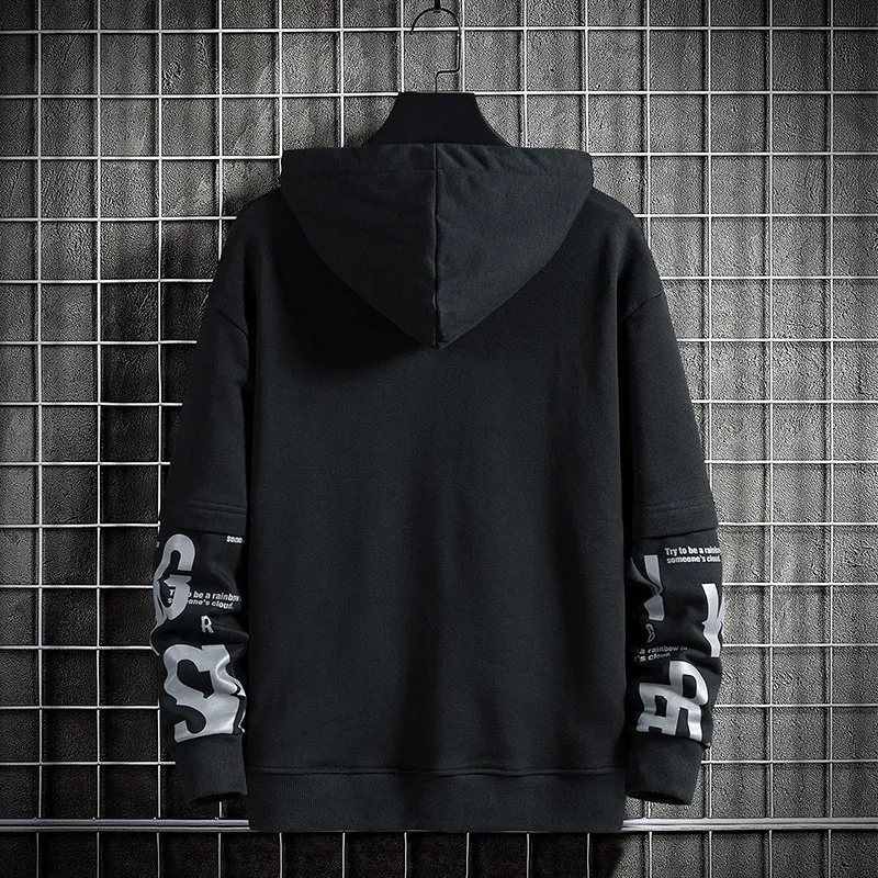 Single Road Mens Hoodies Patchwork Mode Harajuku Sweatshirt Hip Hop Japanse Streetwear Casual Black Oversized Hoodie 220325