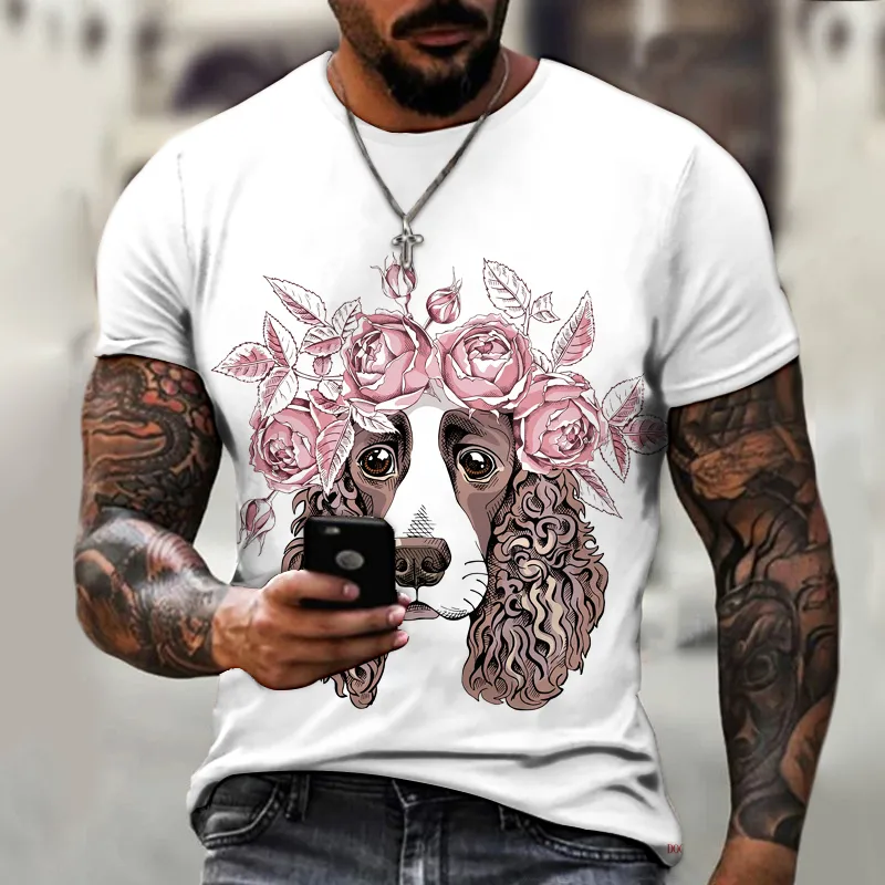 Hund djurtryck män t shirt harajuku grafisk tee sommar estetik streetwear kärlek hund söt skjorta kort ärm tecknad topp 6xl 220607