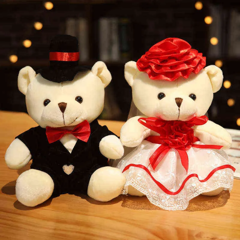 pcsparty söta par bröllop björnar kramar kawaii älskling nallebjörn dockor fyllda älskare flickor födelsedagspresenter j220704