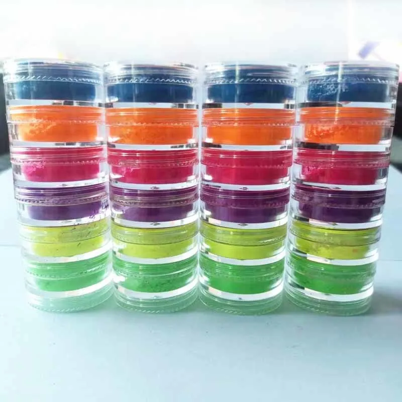 set Neon Pigment Ombre Glitter Fluorescent color Powder Polish Dust UV Gel Nail Decorations 220630