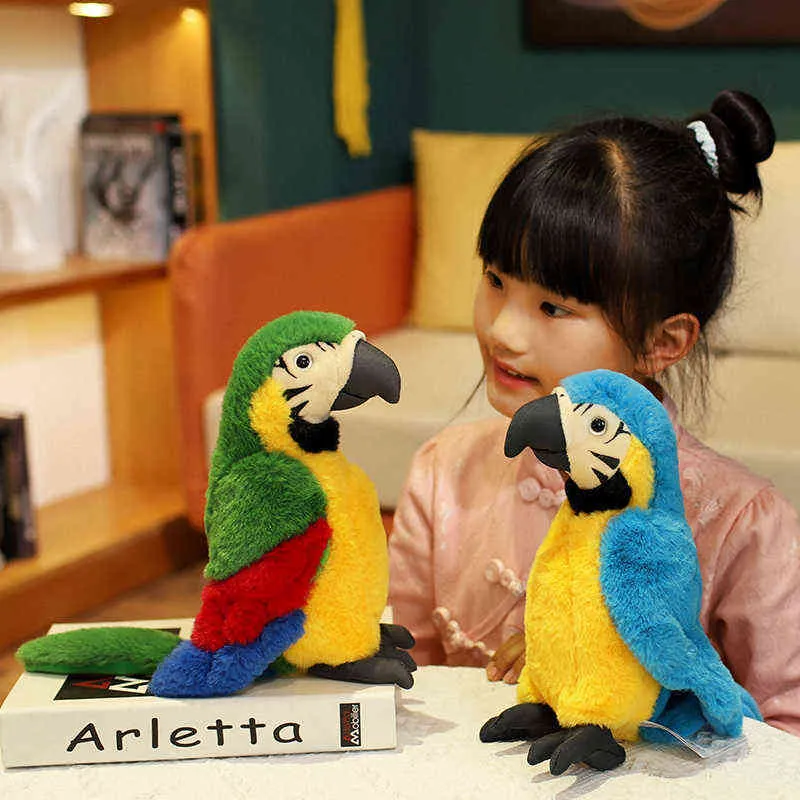CM RealLife Parrot Bird Bird Toysかわいいシミュレーションハグドールホームカーガーデン装飾ギフト子供のための大人J220704
