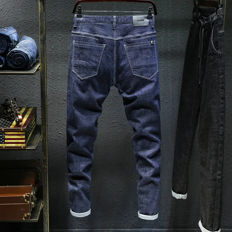 Höst våren svart och blå jeans män denim byxor manlig högkvalitativ smal passform jean varumärke plus storlek 40 42 44 220328