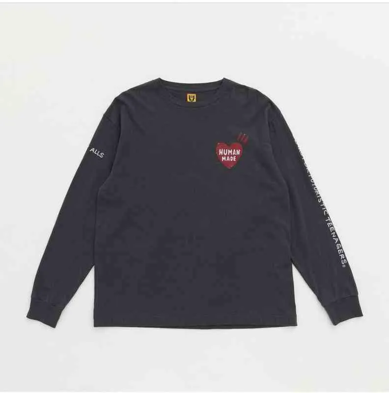 HUMAN MADE 하라주쿠 Streetwear 일본 스타일 하트 Longsleeve 티셔츠 T220808