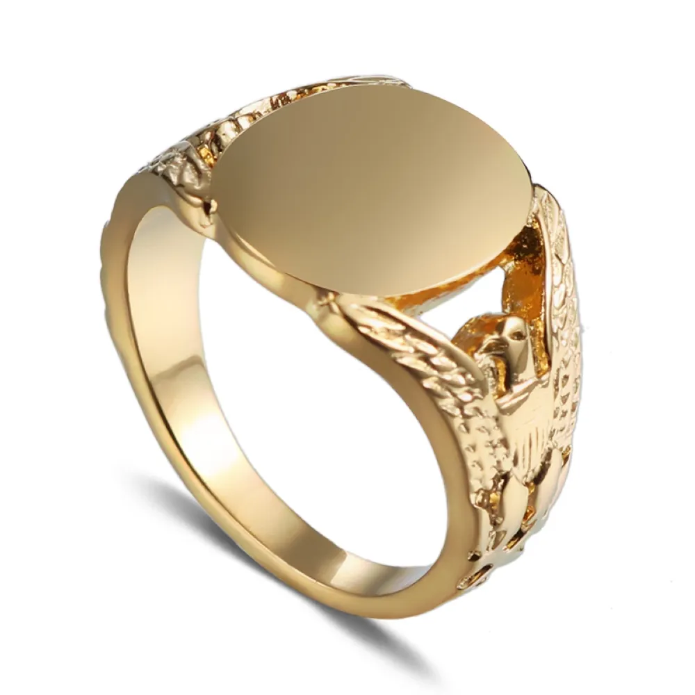7-16 Multi tamaño gran anillo macho hembra femenino de acero inoxidable forma ovalada de oro ovalado liso