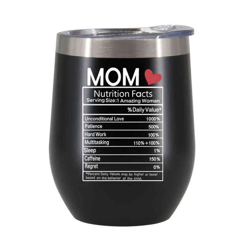 Personnalisé 12OZ Tasses À Vin Thermos Isolé Tasse À Café Thermos À Vide Tasse Voyage Tumber Oeuf En Forme De Tasse Fête Des Mères Cadeau Y220511