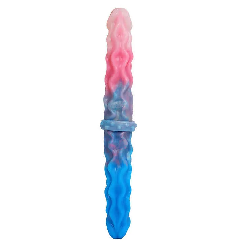 NXY Dildos Double Headed Penis Feminino Silicone Manual Adulto Sexo Produtos Paixão Massagem Masturbator Toy 0316