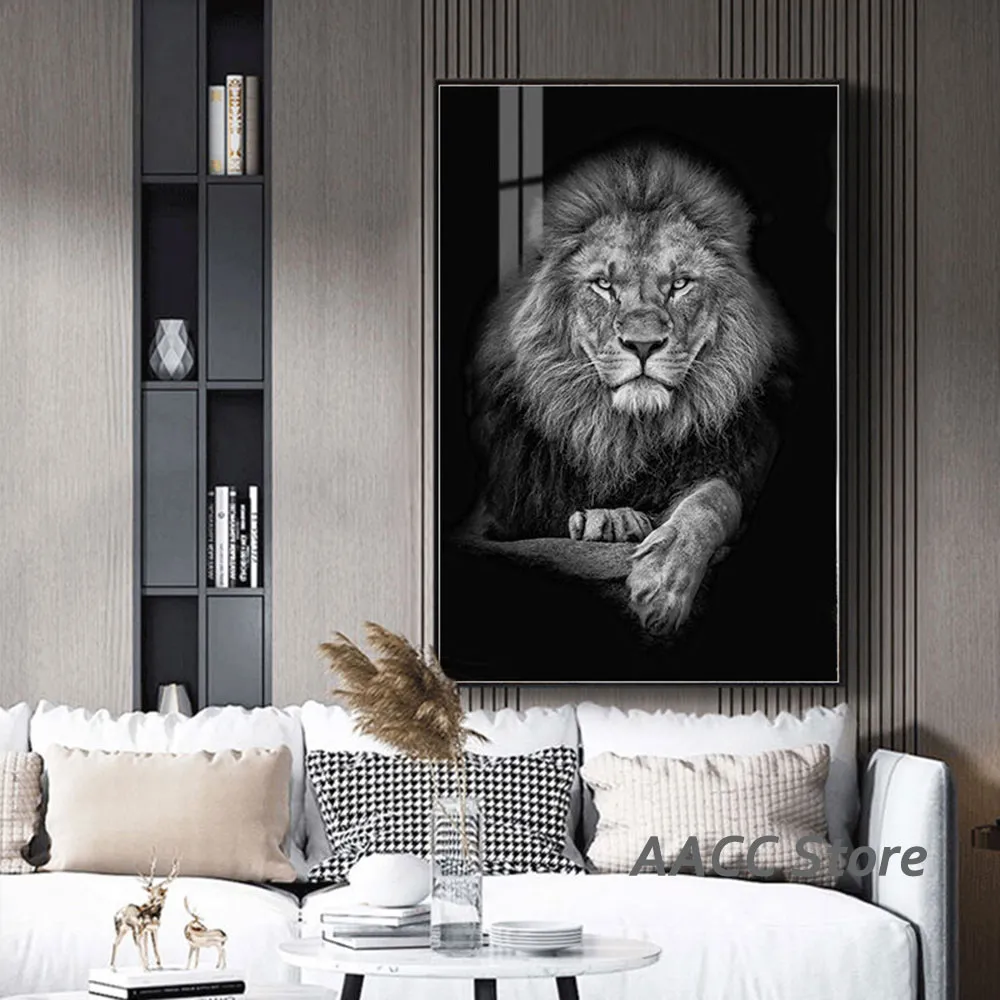Ett lejon och hans lejoninna tillsammans Canvasmålning Modern konst Djuraffischer och tryck Väggbilder för vardagsrum Cuadros dekor