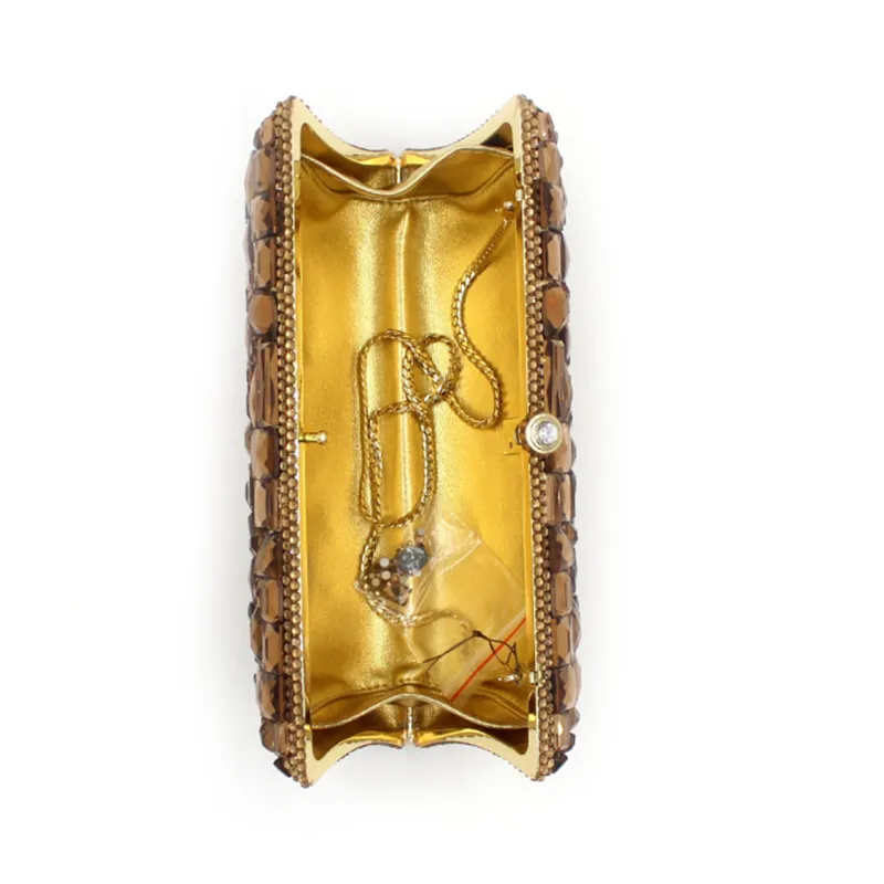 Xiyuan merk goud kristal glas diamant schoudertas avonddoos koppeling handtas portemonnees vrouwen partij bruids bruiloft metalen klauwen 220413