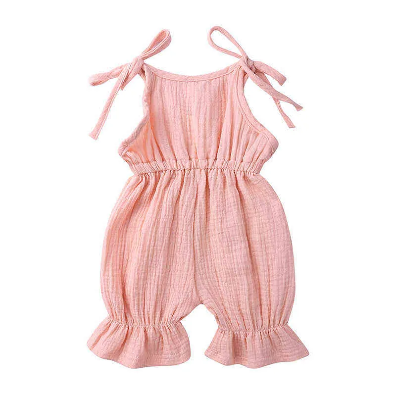 Baumwolle Musselin Sommer Neugeborenen Baby Mädchen Strampler Casual Onepiece Ärmellose Baby Kleidung Overall Infant Outfit Baby Kleidung Mädchen G220521