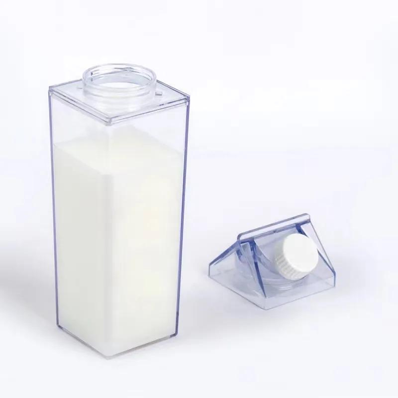 Armazém dos eua 17oz 500ml garrafa de leite copo de água caixa de armazenamento de leite transparente quadrado copo de alta capacidade plástico caneca de bebida de café o309v