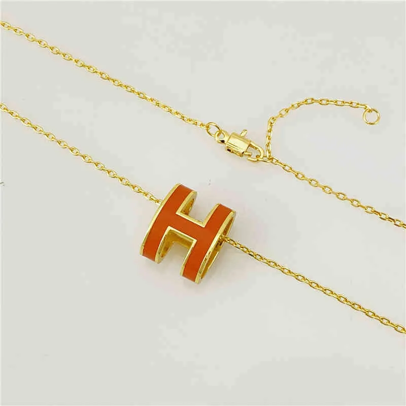 Pendant High version H letter necklace 18k rose gold CNC enamel h Mini Pendant clavicle chain Valentine's Day Luxury