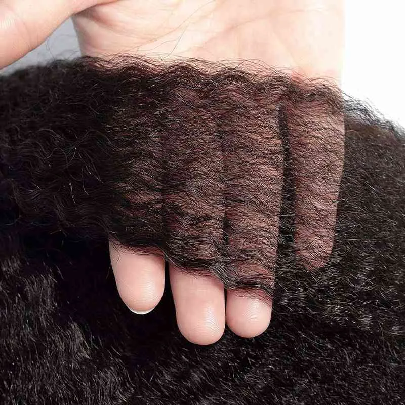 220% densité perruques synthétiques raides coquestres pour la perruque noire Yaki Pré-cueillette des cheveux avec des cheveux pour bébé Afro 220707