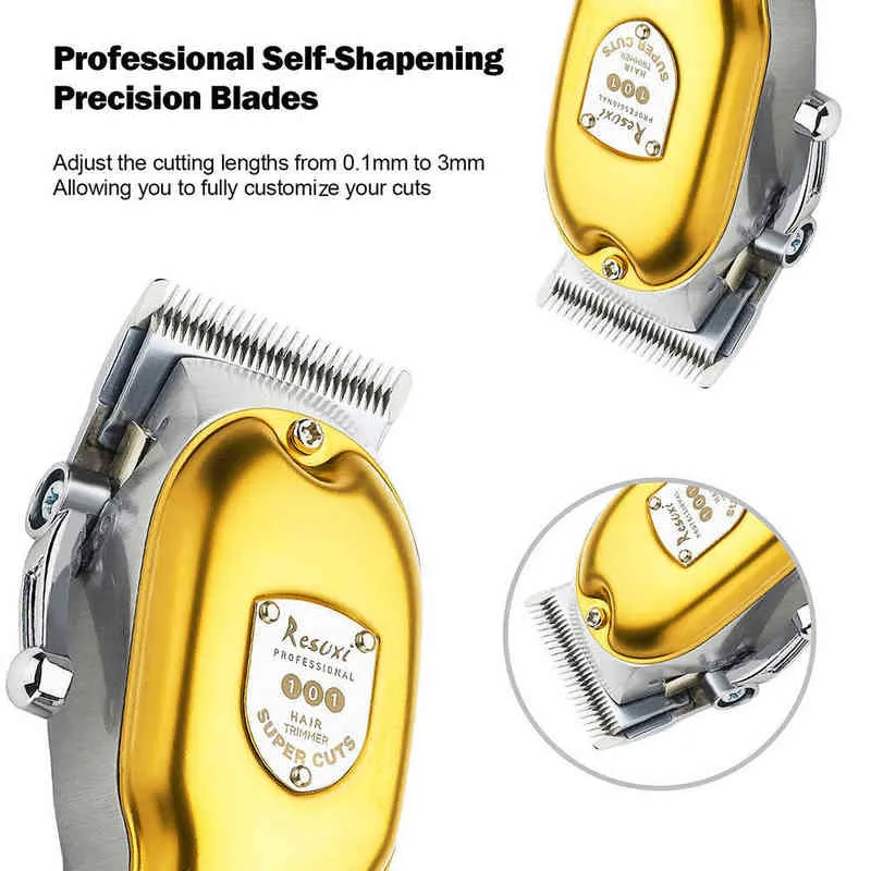 Resuxi All Metal T101 Trimmer für Männer Friseur Shop Homemake Hair Cipper Elektrohaltigkeitshaarschneidmaschine Kit USB 2021 Newt220717706831