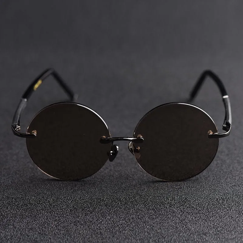 Lunettes de soleil Evove rondes lunettes de soleil en verre pour hommes sans monture marron Vintage surdimensionné 58mm-150mm grand LargeSunglasses2665